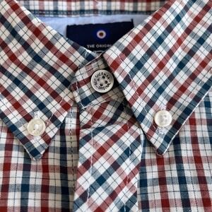 NEW Ben Sherman Signature Check Long Sleeve Button Down Shirt Mens S Red Blue